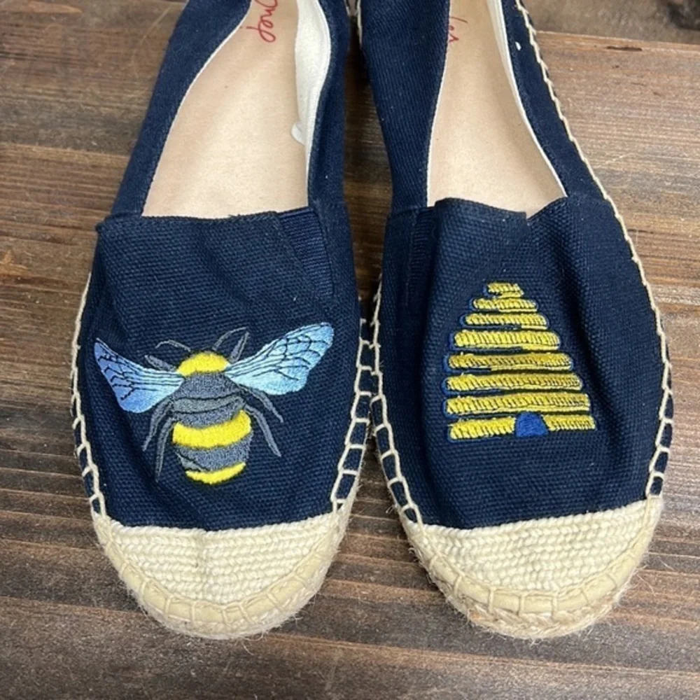 Joules Shelbury Bee Embroidered Espadrilles‎ Women's Size 9